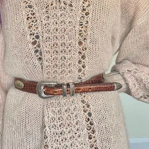 Croc Style Brown Leather Belt Fossil Vintage